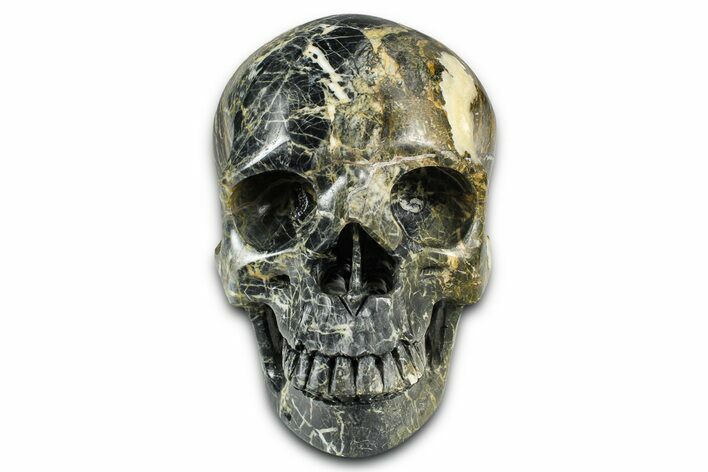 Realistic, Orange Calcite and Brecciated Matrix Skull #382188